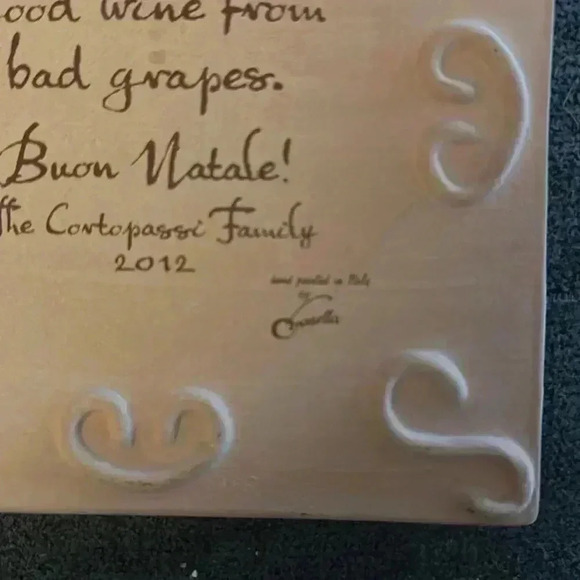 Italian Hanging Tile Decoration - Wine-Themed Rustic Proverb Plaque - Picture 3 of 3